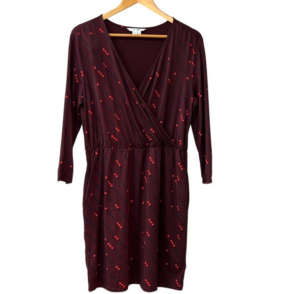 Boden Cressida Faux Wrap Dress | 10P | Burgundy | EUC - Picture 3 of 7